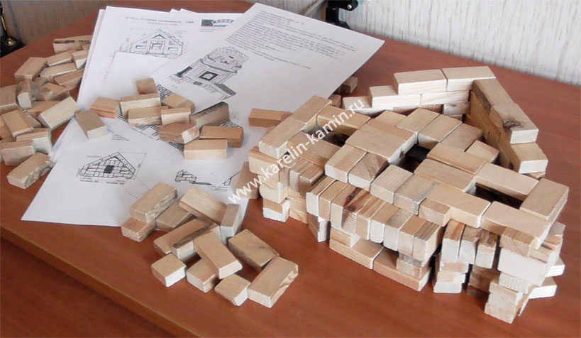 Кладка макета по проекту №148(А) Угловая каминопечь - 3400