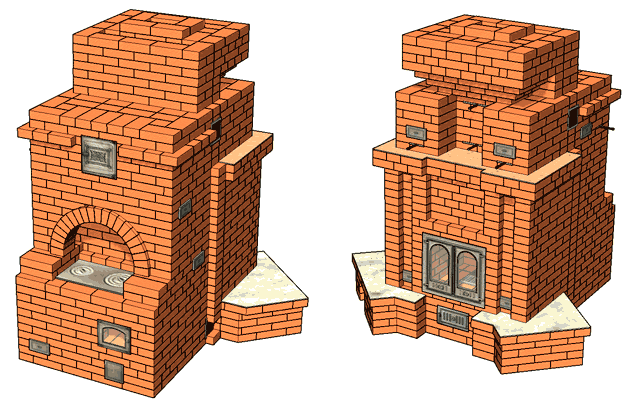 Варочная печь из кирпича с котлом