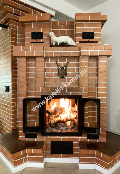 Фотография печного комплекса №140 с видом на каминопечь- karelin-kamin.ru