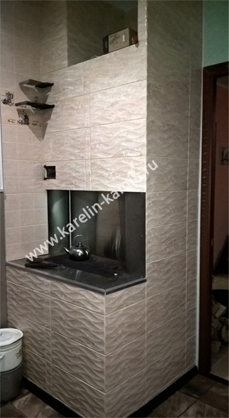 Фотография печи №138 ПОВ - 2400 с котлом ЦО - karelin-kamin.ru